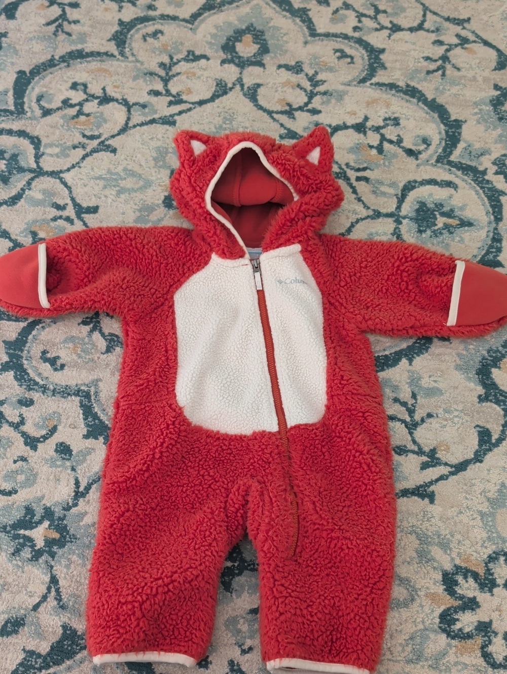 Columbia Red Sherpa Fox Hooded Baby One-Piece Bunting